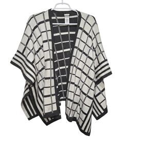cabi Style 3680 Black & Cream Grid Knit Cardigan XS/S
